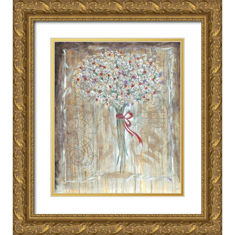 Floral different hues Gold Ornate Wood Framed Art Print with Double Matting by Wiley, Marta