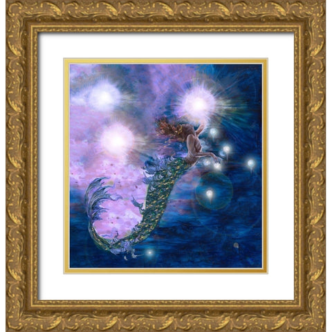 Purple Mermaid Gold Ornate Wood Framed Art Print with Double Matting by Wiley, Marta