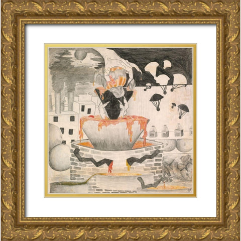 Death Of An Orange- 9 years old Gold Ornate Wood Framed Art Print with Double Matting by Wiley, Marta