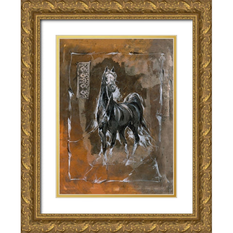 Horse Sepia Gold Ornate Wood Framed Art Print with Double Matting by Wiley, Marta