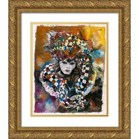 Venice Sepia tone Gold Ornate Wood Framed Art Print with Double Matting by Wiley, Marta