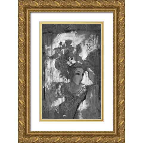 BandW Festive VI Gold Ornate Wood Framed Art Print with Double Matting by Wiley, Marta