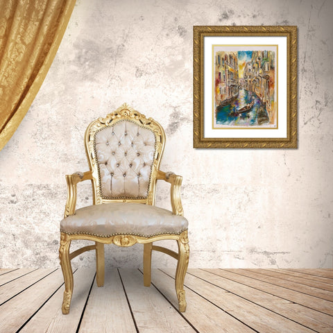 Golden Venice I Gold Ornate Wood Framed Art Print with Double Matting by Wiley, Marta