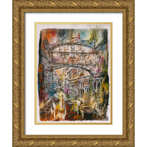 Gray Tones Venice Gold Ornate Wood Framed Art Print with Double Matting by Wiley, Marta