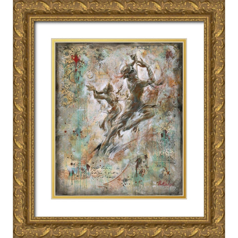 golden Flute Players Gold Ornate Wood Framed Art Print with Double Matting by Wiley, Marta