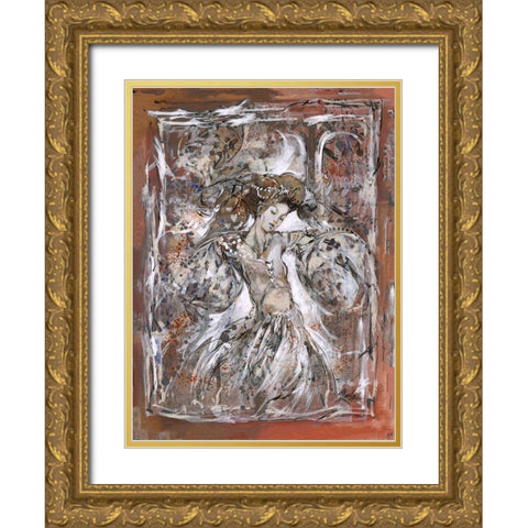 Sepia Dancer  Gold Ornate Wood Framed Art Print with Double Matting by Wiley, Marta
