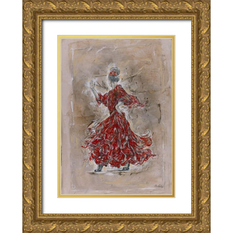 Scarlet Red Dancer Gold Ornate Wood Framed Art Print with Double Matting by Wiley, Marta