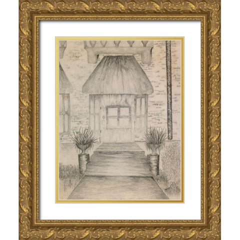Pencil Gold Ornate Wood Framed Art Print with Double Matting by Wiley, Marta