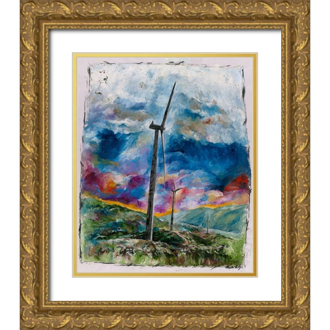 Wind Enegy II Gold Ornate Wood Framed Art Print with Double Matting by Wiley, Marta