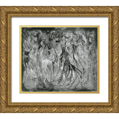 BandW Renaisaunce Sketch Gold Ornate Wood Framed Art Print with Double Matting by Wiley, Marta