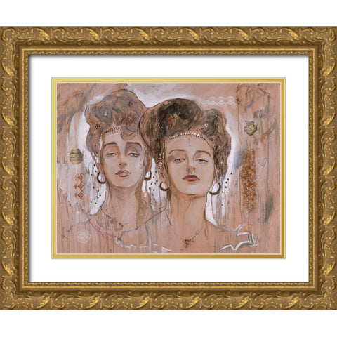 Two Ladies Gold Ornate Wood Framed Art Print with Double Matting by Wiley, Marta