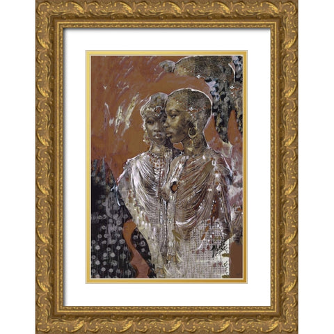 Sepia African Gold Ornate Wood Framed Art Print with Double Matting by Wiley, Marta