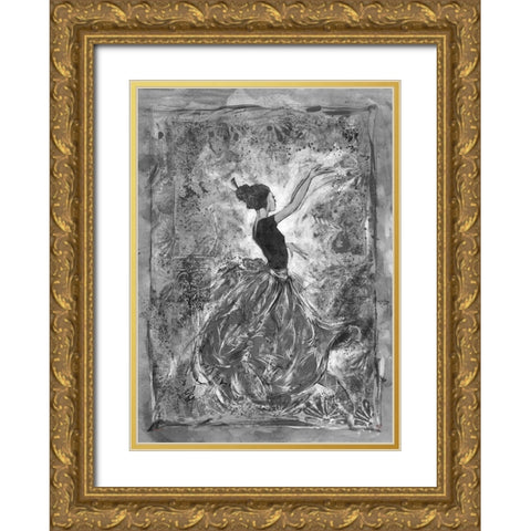 Dancer VI- Red Skirt Gold Ornate Wood Framed Art Print with Double Matting by Wiley, Marta