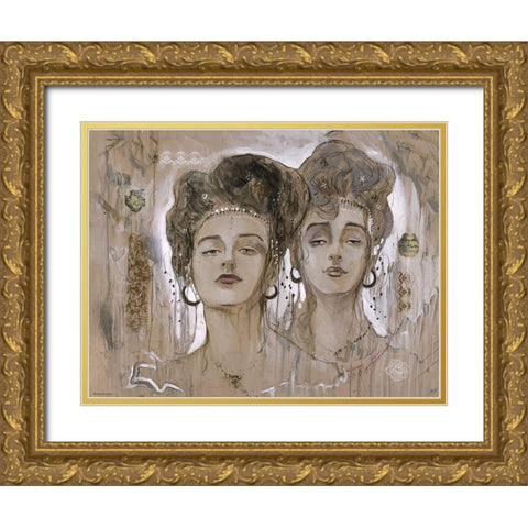 Roses Gold Ornate Wood Framed Art Print with Double Matting by Wiley, Marta