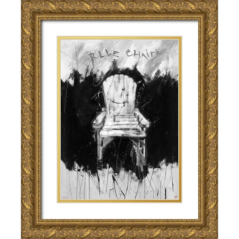 BandW Chair Gold Ornate Wood Framed Art Print with Double Matting by Wiley, Marta