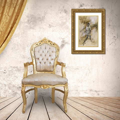 African Boy Gold Ornate Wood Framed Art Print with Double Matting by Wiley, Marta