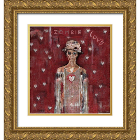Zombie Love Woman Gold Ornate Wood Framed Art Print with Double Matting by Wiley, Marta