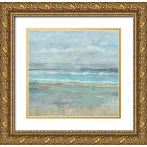 Square Abstract Gold Ornate Wood Framed Art Print with Double Matting by Wiley, Marta