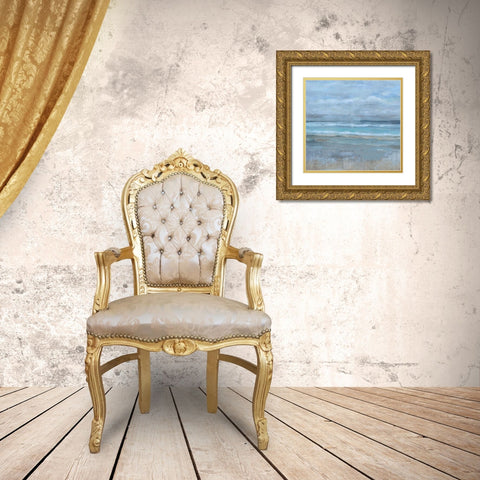 Sqare Abstract Dark Gold Ornate Wood Framed Art Print with Double Matting by Wiley, Marta