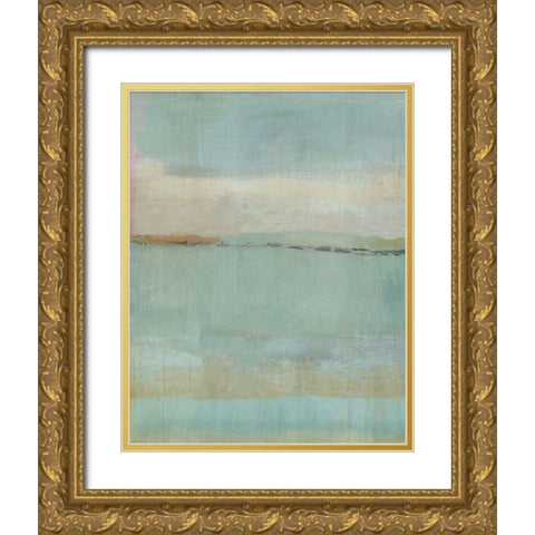 Sandy Beach Abstract Gold Ornate Wood Framed Art Print with Double Matting by Wiley, Marta