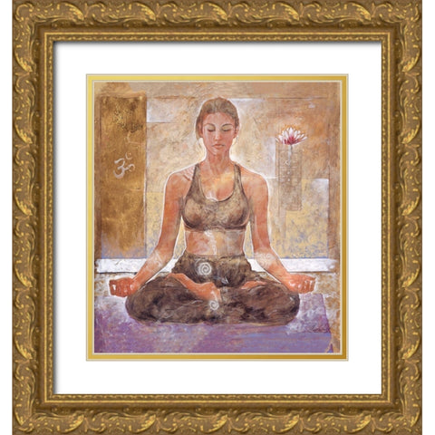Yoga II Sandy Gold Ornate Wood Framed Art Print with Double Matting by Wiley, Marta