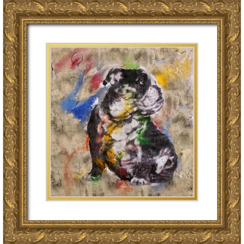 Colorful Dog I Gold Ornate Wood Framed Art Print with Double Matting by Wiley, Marta