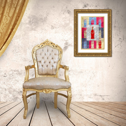 Coke Red Gold Ornate Wood Framed Art Print with Double Matting by Wiley, Marta