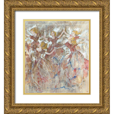 Dancer in red vertical Gold Ornate Wood Framed Art Print with Double Matting by Wiley, Marta