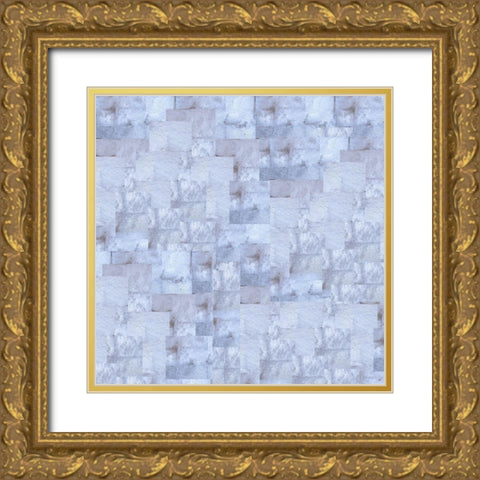 Gold Squares Abstract Blue Gold Ornate Wood Framed Art Print with Double Matting by Wiley, Marta