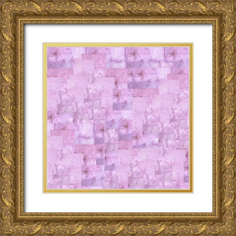 Gold Squares Abstract Purple Gold Ornate Wood Framed Art Print with Double Matting by Wiley, Marta