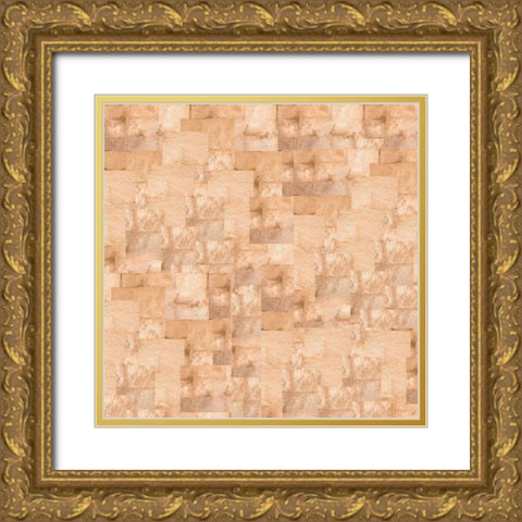 Gold Squares Abstract Sepia Gold Ornate Wood Framed Art Print with Double Matting by Wiley, Marta