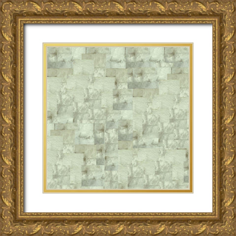 Gold Squares Abstract Green Gold Ornate Wood Framed Art Print with Double Matting by Wiley, Marta