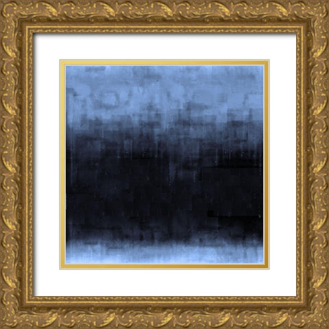 Blue Abstract Gold Ornate Wood Framed Art Print with Double Matting by Wiley, Marta