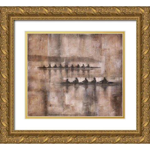 Sculling II Sepia Gold Ornate Wood Framed Art Print with Double Matting by Wiley, Marta