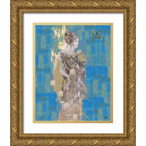 Queen Bee II blue Gold Ornate Wood Framed Art Print with Double Matting by Wiley, Marta
