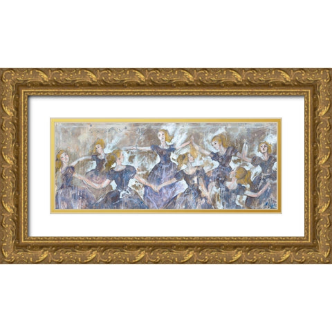 Dancer In Blue Horizontal Gold Ornate Wood Framed Art Print with Double Matting by Wiley, Marta