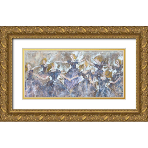 Dancer In Blue Small Horizontal Gold Ornate Wood Framed Art Print with Double Matting by Wiley, Marta