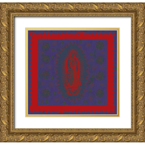 Virgin Mary Red and Purple Gold Ornate Wood Framed Art Print with Double Matting by Wiley, Marta