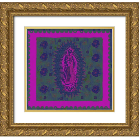 Virgin Mary Pink and Purple Gold Ornate Wood Framed Art Print with Double Matting by Wiley, Marta