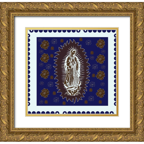 Virgin Mary White and Brown Gold Ornate Wood Framed Art Print with Double Matting by Wiley, Marta