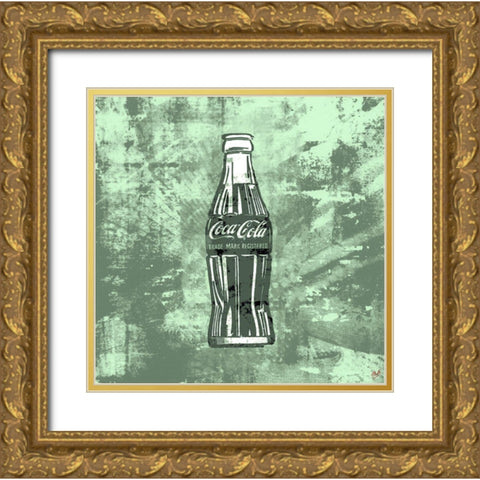 Green Coke Silkscreen Gold Ornate Wood Framed Art Print with Double Matting by Wiley, Marta