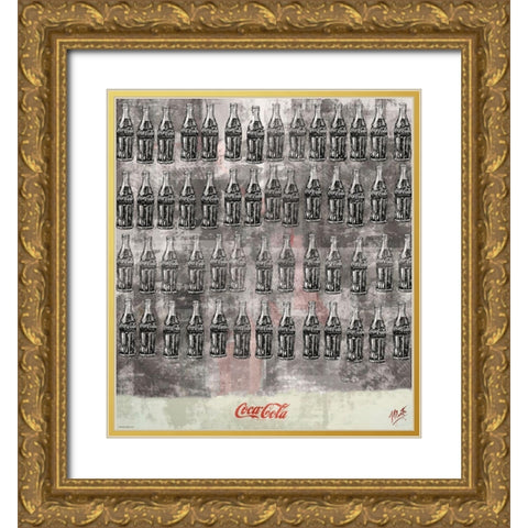 Coke Silkscreen Color Gold Ornate Wood Framed Art Print with Double Matting by Wiley, Marta