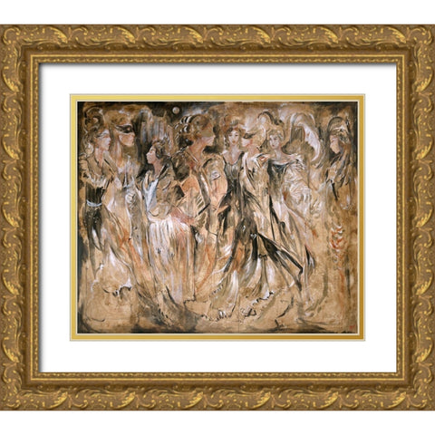 Mystic I Brown Gold Ornate Wood Framed Art Print with Double Matting by Wiley, Marta