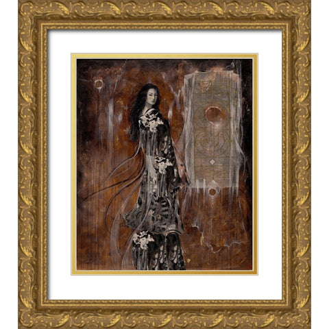 Sepia Geisha Gold Ornate Wood Framed Art Print with Double Matting by Wiley, Marta