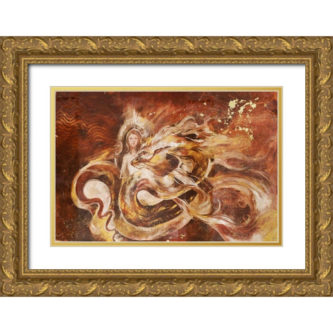 Dragon and The Pearl Gold Ornate Wood Framed Art Print with Double Matting by Wiley, Marta