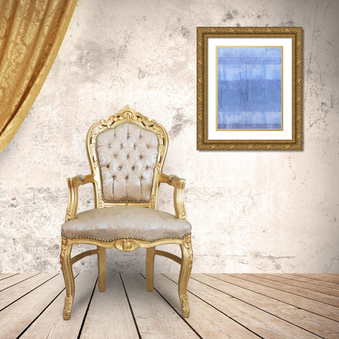 Light Blue Abstract Gold Ornate Wood Framed Art Print with Double Matting by Wiley, Marta