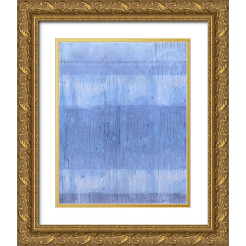 Light Blue Abstract Gold Ornate Wood Framed Art Print with Double Matting by Wiley, Marta
