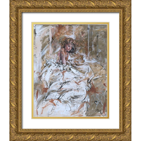 Goddess- Teal tint Gold Ornate Wood Framed Art Print with Double Matting by Wiley, Marta