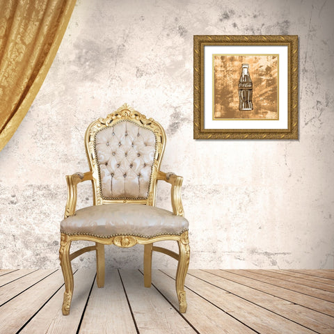 Coke Silkscreen Brown Gold Ornate Wood Framed Art Print with Double Matting by Wiley, Marta