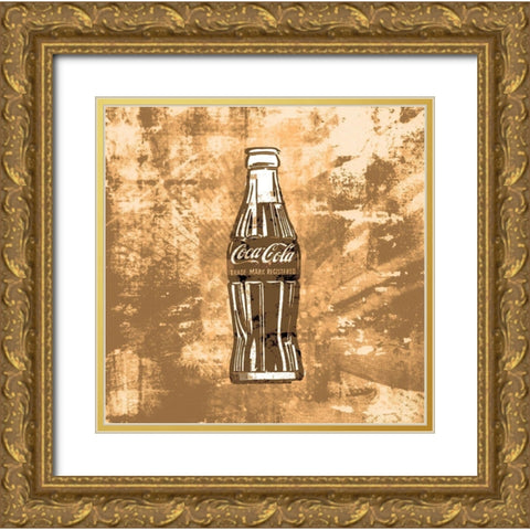 Coke Silkscreen Brown Gold Ornate Wood Framed Art Print with Double Matting by Wiley, Marta